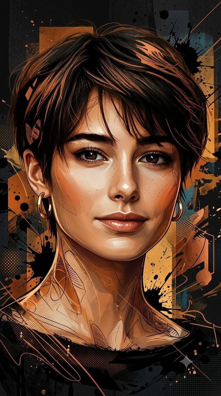 mixed media digital illustration portrait style