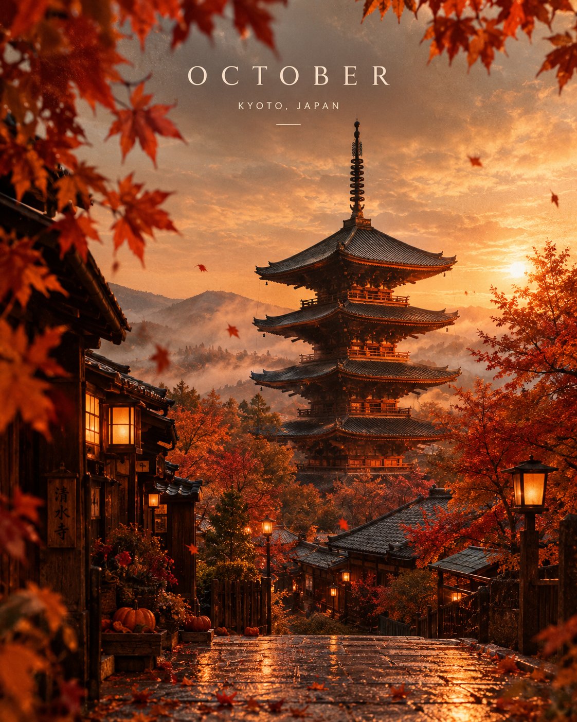 cinematic autumn landmark poster